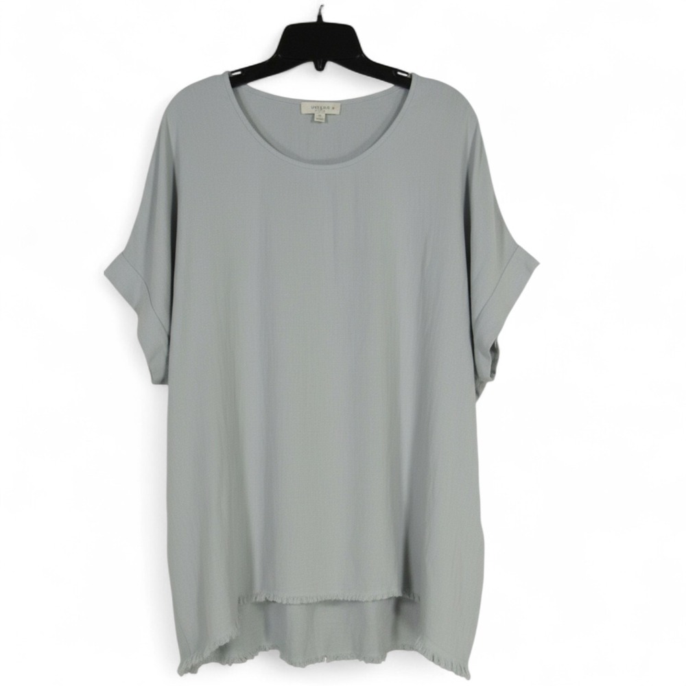 UMGEE Light Mint LINEN BLEND High-Low RAW HEM Relaxed Fit BLOUSE/TOP Sz 2XL